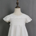 white eyelet lace flower flutter sleeve girl dress